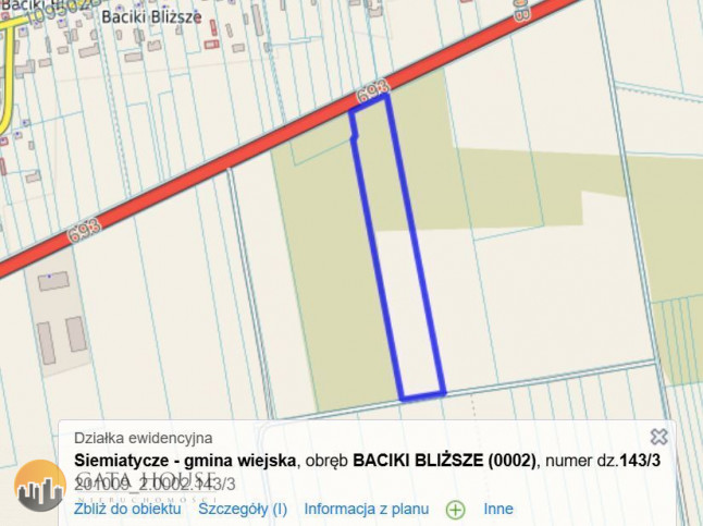 Działka Sprzedaż Baciki Bliższe 1